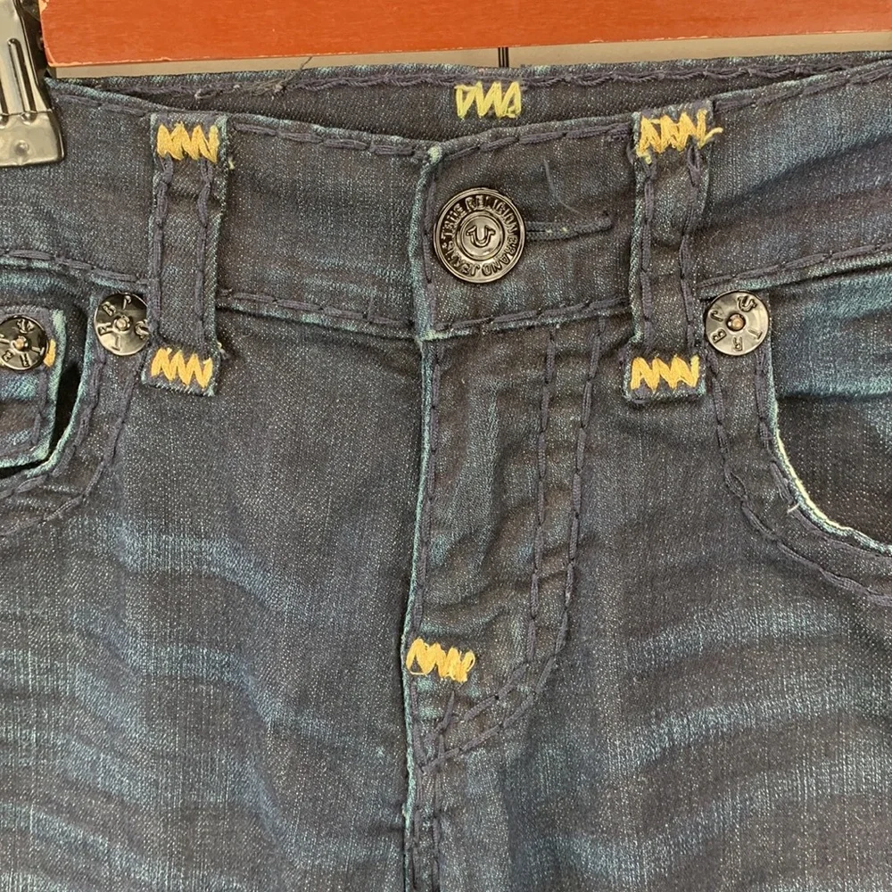 True Religion Ricky Relaxed Straight‎ Jeans Women’s Blue Dark Wash Denim Size 28 - Picture 5 of 16
